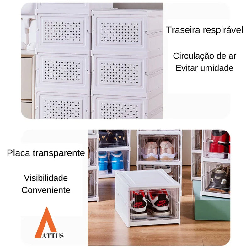 Sapateira Dobrável Armazenamento Transparentes